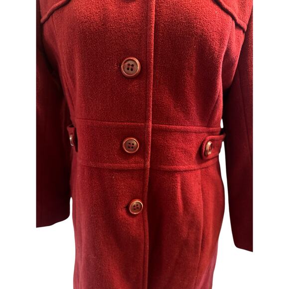 Kenneth Cole Women’s Red Button-Up Wool Coat – Size 12 – EUC - Picture 8 of 9
